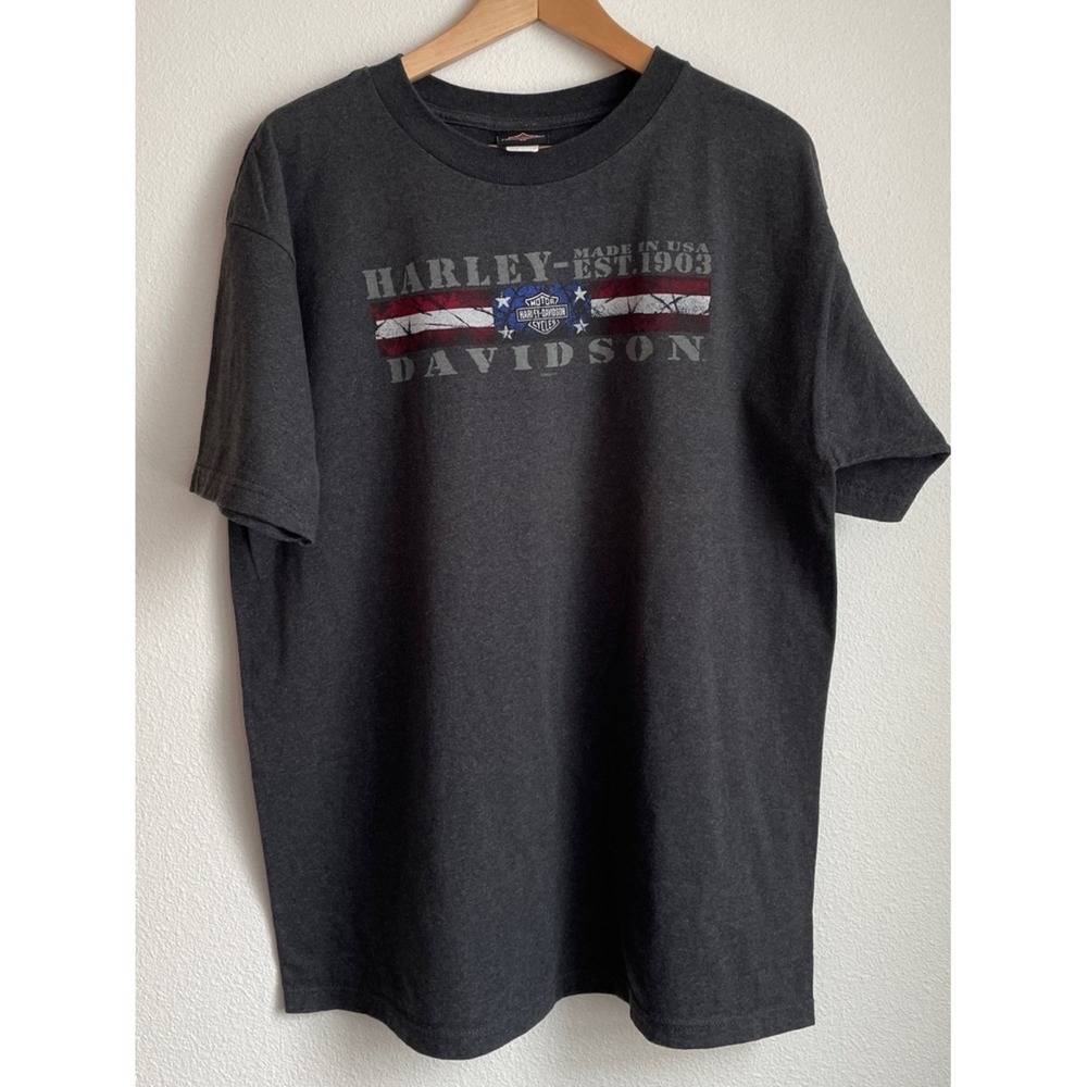 Harley Davidson y2k Vintage Eagle Graphic T-Shirt Mens XL Charcoal Grey USA
